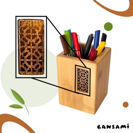 Bansami Makeup Brush Holder Desk Makeup Scissors Wood Natural Decorative Sturdy Pen Organiser Brush Organiser Brush Container Pen Holder Pen Box School Office Home Office