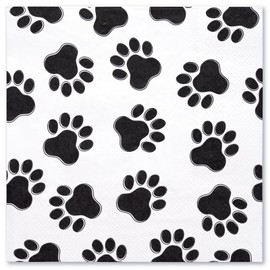 WRAPAHOLIC 50Pcs Paw Print Napkins - 3 Ply Adorable Dog or Cat Party Disposable Paper Luncheon Napkin for Puppy Party Supplies Tableware - 6.5 x 6.5 In