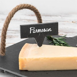 Argon Tableware 6x 7cm x 2.5cm Slate Cheese Markers. Cheese & Food Platter Marker Labels With Fine Chalk Sticks