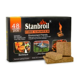 Stanbroil 48 pcs Fire Starters, Natural Charcoal Square Fire Starters Super Fast Lighting Perfect for Barbecue Grills, Smokers, Wood Stove, Campfires and Outdoor Fireplaces
