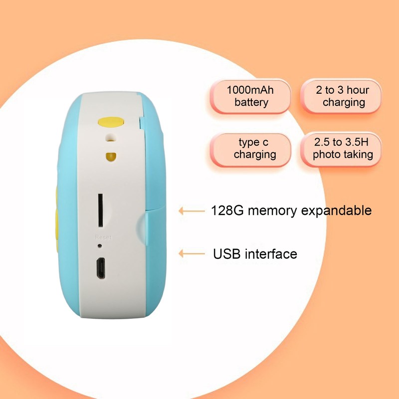 Instant Camera 2in HD Screen Dual 16MP Camera USB Charge