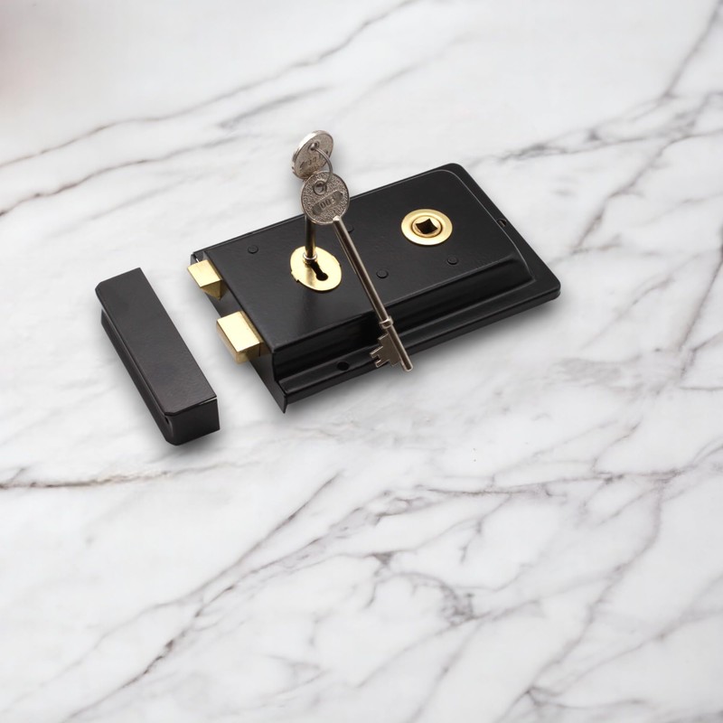 Infinity Decor Fluted Epoxy Black Rim Lock Latch Set –