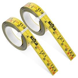 2 Packs Steel Self-Adhesive Measuring Tape 310cm or 122-Inch Imperial and Metric Ruler Tape Right to Left Reading 1/2-Inch Peel and Stick Tape Measure for Woodworking Saw Drafting Table, Yellow