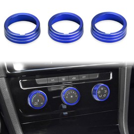 Auovo Air Conditioning Knob Trims Compatible with Jetta Atlas Taos Golf R Passat Aluminum Alloy AC Climate Control Knob Rings Radio Volume Button Knob Covers Car Interior Accessories (Blue)