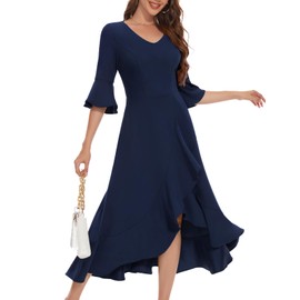 HomRain Navy Blue Dress for Women 2024 Wedding Guest Dresses for Women with Long Sleeve Formal Dresses for Women Evening Party Bridesmaid Dresses Navy M