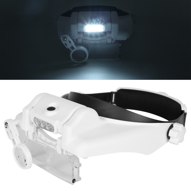LED Helmet Magnifier Tattoo Beauty Adjustable Headband Magnifying Glass Head