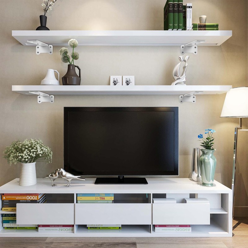 Pack of 4 Shelf Brackets, White, 125 mm Shelf Wall