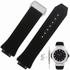 KaiMai Rubber Strap for 19mm*25mm*22mm Big Bang Series Watch Strap with waterproof Linear texture and silver buckle for Men and Women