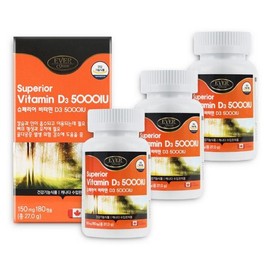 Hellobio Evergreen Superior Vitamin D3 5000IU 180 capsules / 에버그린 슈페리어 비타민D3 5000IU 180캡슐 X 3개 뼈의 형성과 유지 칼슘과 인의 흡수