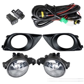 labwork Luces antiniebla de parachoques delantero de repuesto para Nissan Versa Sedan 2012-2014, luces antiniebla de conducción del lado del conductor y del pasajero, con interruptor de lente transparente y kit de cableado 26155-9B91C 26150-9B91C