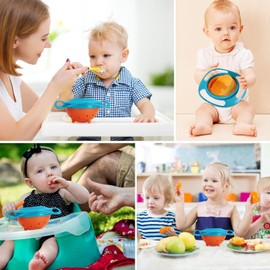 Generic BPA Free Anti Spill 360 Rotate Gyro Bowl for Babies, Universal Kids Feeding Tableware (Gray/Orange), Small, Orange/Gray