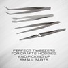 Invero® 4 Piece Stainless Steel Tweezer Set - Includes Needle,