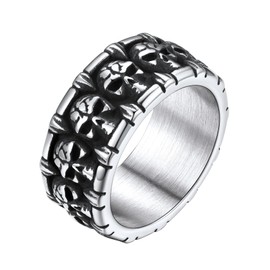 ChainsHouse Stainless Steel Skull Rings Vintage Index Finger Rings Size 10 Goth Rings