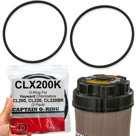 Captain O-Ring - Junta tórica CLX200K de repuesto para Hayward CL200, CL220, CL220BR clorador de piscina/alimentador químico (2 unidades, Viton FKM clasificación de cloro/resistente)