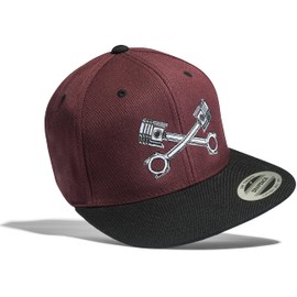 Tuner Cap Flexfit Snapback: Piston Racing Cap for Men and Women, Maroon