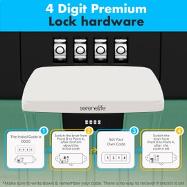 SereneLife Lockable Storage Container Bin, 1 Gallon Capacity Heavy Duty Storage Box with Combination Lock, Green