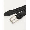 Beams Heart Men's Leather Belt, Mesh Elastic Belt, Black