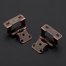 Ravinte 10 Pack 5 Pairs Semi-Overlay 1/2 inch Self-Closing Face Frame Cabinet Hinges Antique Brass Half Wrap-Around Kitchen Cabinet Door Hinges Face Mount Cabinet Hardware