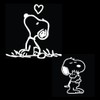 Snoopy Car Decal Set, White Vinyl Stickers, 5.0 x 4.8