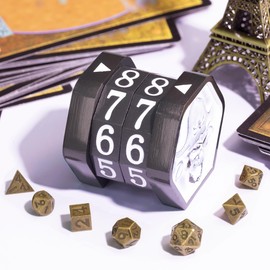 ALOBGHDC Metal MTG Life Counter, Game Skull Life Counter MTG with High Grade Gift Box Packag for Board Games, Tabletop Cards Games, TTRPGs, Compatible with MTGs, Black Nickel Wheels with White Numbers