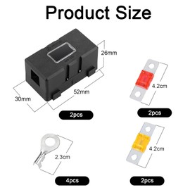 Midi Fuse Holder, 2 Pieces ANS Car Fuse Holder, Car Fuse Holder with 40A 50A Mega Fuse and 4 Pieces Terminal, Mega Fuse Holder for Car Boat SUV Truck