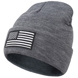 American Flag Embroidered Beanie Winter Hat for Men Women, Multi-Season Military Tactical Gear Police Army Winter Warm Hat