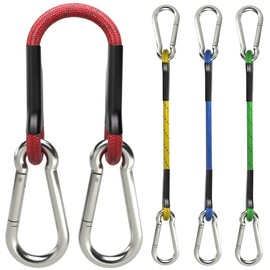 sprookber 8 Inch Bungee Cords with Stainless Steel Carabiner, Heavy Duty Strong Bungee Cords for Camping, Tarps, Bike Rack, Hand Carts etc, Set of 4