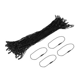 sourcing map Polyester Rope Hang Tag String Snap Lock Pins Loop Price Tag Fastener,Plastic Tags Ties 190mm/7.48 Inch Length,1mm/0.04 Inch Dia,Pack of 200,Black