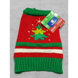 Pet Holiday Doggie  Christmas Tree Sweater Size Small Red And Green