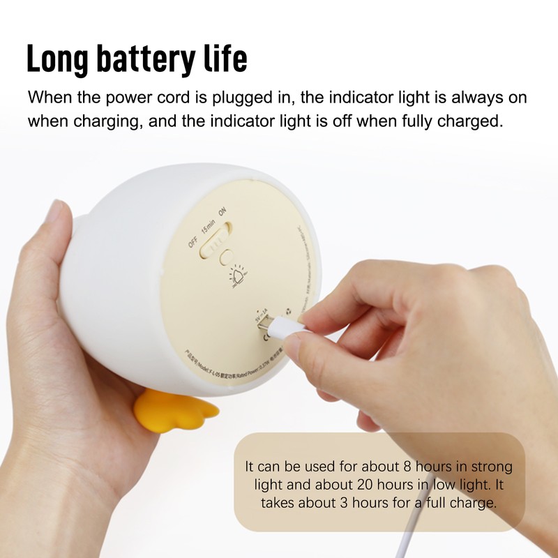 Cartoon Duck Night Light USB Rechargeable Silicone Pat Night Light