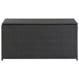 Garden Storage Box 48 Gallon | Rattan Garden Chest | Outdoor Deck Storage Container Box | Patio Cushion Box for Pillows, Garden Tools and Pool Toys | Black Poly Rattan 39.4" x 19.7" x 19.7"