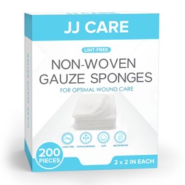 JJ CARE Non Woven Gauze [200 Count], 2x2 Non Woven Gauze Pads for First Aid, 4-Ply Dental Gauze, Lint-Free Esthetic Wipes, Gauze Sponges for Wound Care