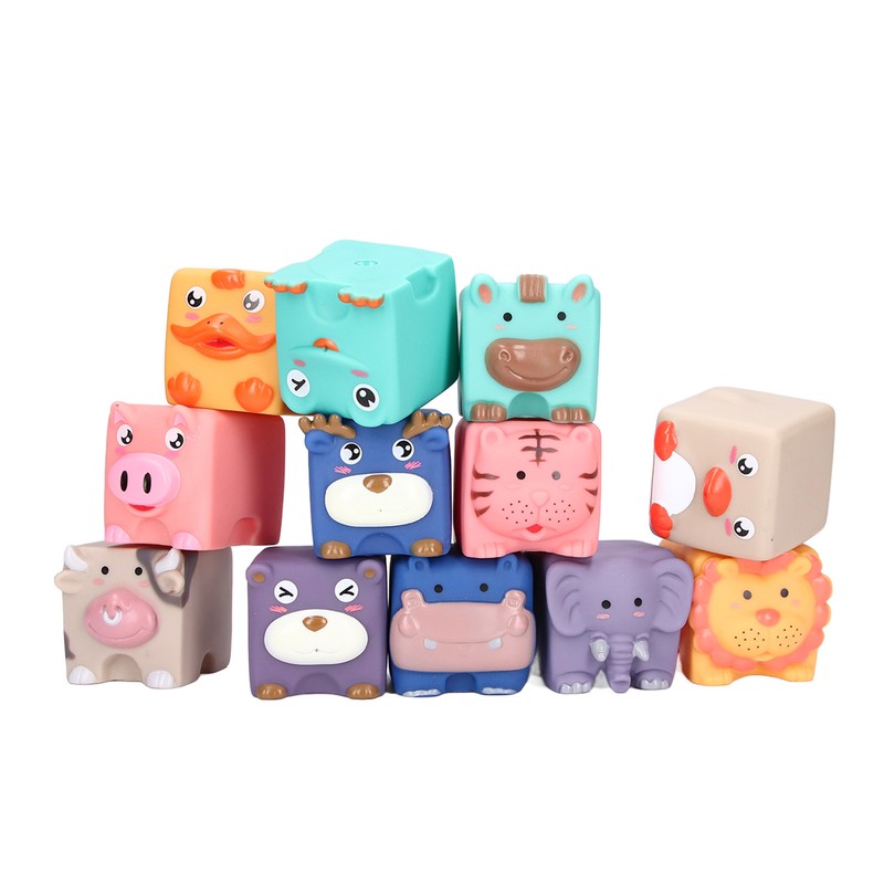 Baby Blocks Soft Silicone Baby Building Blocks Squeeze Toys for