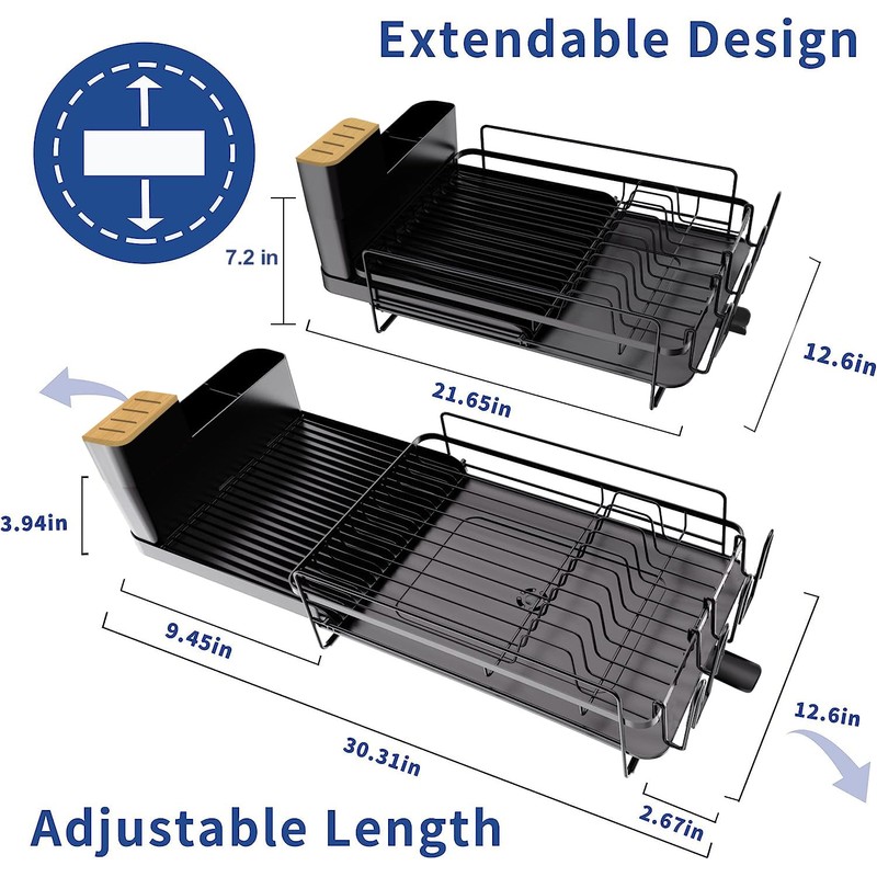 Runnatal Large Dish Drying Rack with Drainboard Set, Dish Rack,