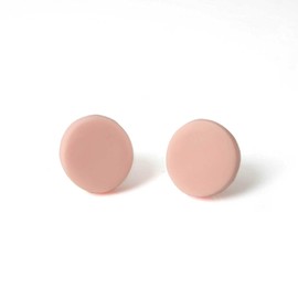 Circle Stud Earrings for Women in Blush Pink, Minimalist Clay Geometric Jewellery Gifts for Her