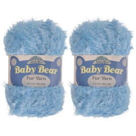 JubileeYarn Baby Bear Yarn - Chunky Weight Polyester Fur - 100g/Skein - Baby Blue - 2 Skeins