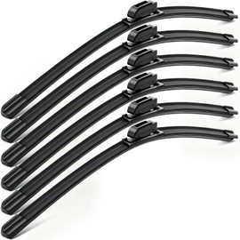 BBTO 6 Pack 22 Inch Wiper Blades 2-In-1 Windshield Wipers Silicone Water Repellency Wiper Blade All Season Durable Automotive Replacement Front Blades for Car Windshield Universal U/J Hook Quality