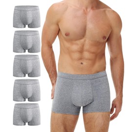 BATTEWA Washable Incontinence Underwear for Men, Regular Cotton Leak-Proof Briefs with Front Absorption Area for Bladder Leak Protection 50ml.(Gray, Small, 5 Pack)