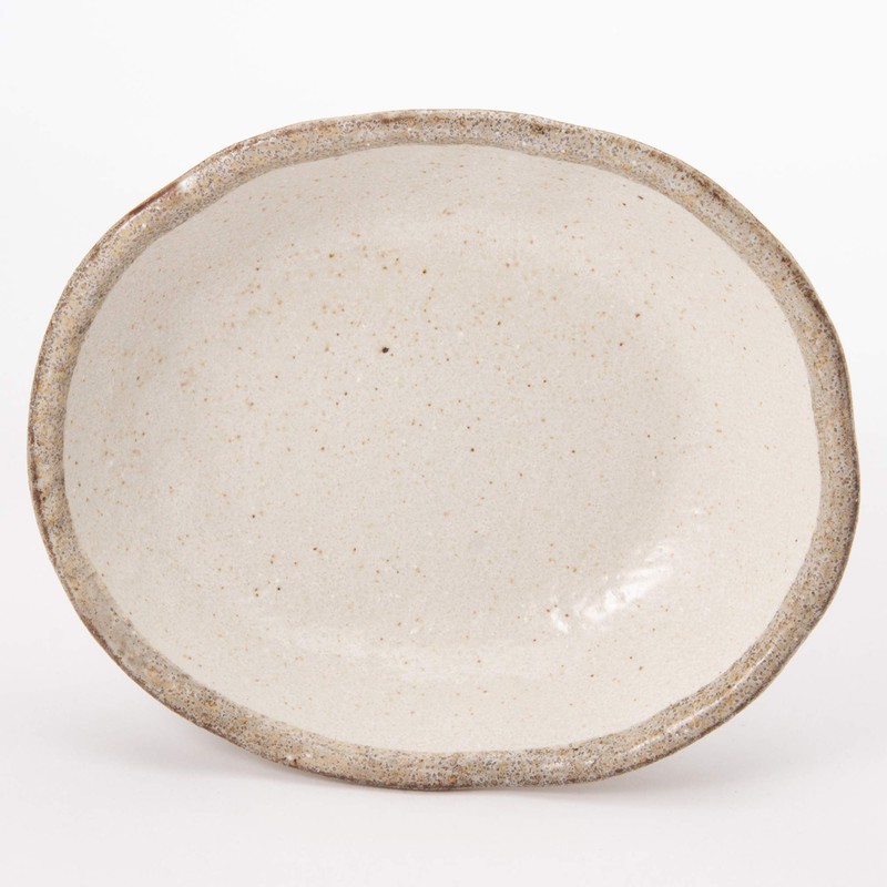 Mino Ware White Karatsu Oval Pot (Small) K72060