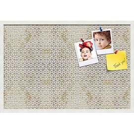 PinPix pin Cork Bulletin Board Made from Canvas, Marble Hex White 36x24 Inches 2 x 3 ft and Framed in Satin White Frame (PinPix-1883-36x24_FRBW26074)