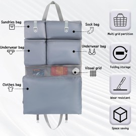 Kaket Travel Luggage Organizer, Hanging Travel Shelves Packing Cube, Portable Traveling Shelves Bag, Suitcases Organizer Luggage Organizers (Size A, Grey)