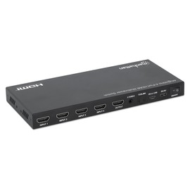 Manhattan 4K 4-Port HDMI Multiviewer Switch, Switch with Four Inputs on One Display, 4k@30Hz, Multiple Viewing Options Including Picture-in-Picture and Dual/Quad Screen, Push Button or Remote Control,