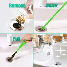 Longer Drain Clog Remover Sink Snake: 3 Pcs Hair Remover Tools for Shower Bath and Bathtub（25in Longer Size）