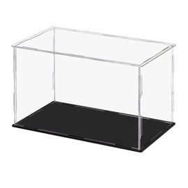 Acrylic Display Case,Clear Acrylic Display Case,DisplayBox with Black Acrylic Base,Countertop Box for Pop Figures Collectibles Toys,Need Remove The Protective Film(9.84×3.93×x6 inch:25x10x15cm)