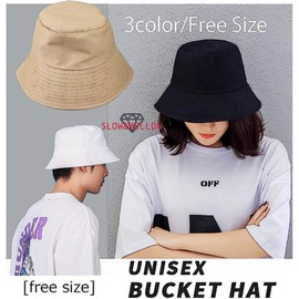 SLOW & MELLOW Bucket Hat, Unisex, Simple, Korean Style, Solid, Street, Casual, Cap, Outdoor, 3 Colors, Black and white 2 color set