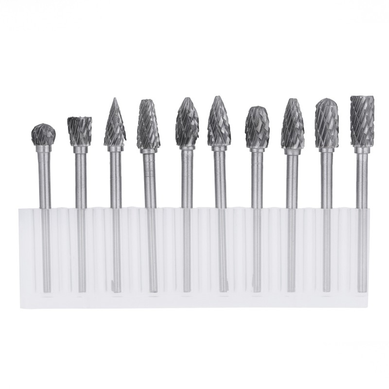 One Set 10 Tungsten Steel Carbide Burrs for Rotary Tool