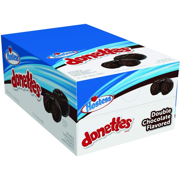 Hostess Donettes Mini Donuts, Double Chocolate, 3 Ounce, 10 Count