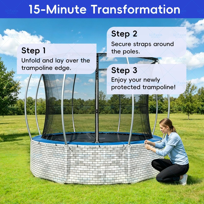 Trampoline Skirt,Suitable for 12ft and Larger Trampolines,Weather Resistant and Durable,Tool-Free