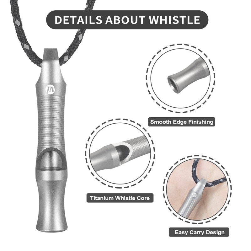 ThruNite EDC Titanium Alloy Whistle, Ultra Lightweight, Big Sound Emergency