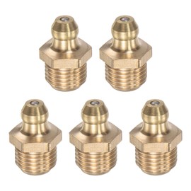 uxcell Brass Straight Grease Fitting M10 x 1mm Thread Hydraulic Grease Fitting Accessories, 5Pcs
